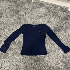 This is a navy blue long sleeve shirt, polo ralph lauren 3t. good condition